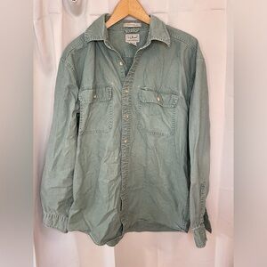 L.L. Bean Mens Medium Green Heavy Cotton‎ Long Sleeve Button Down/Shacket